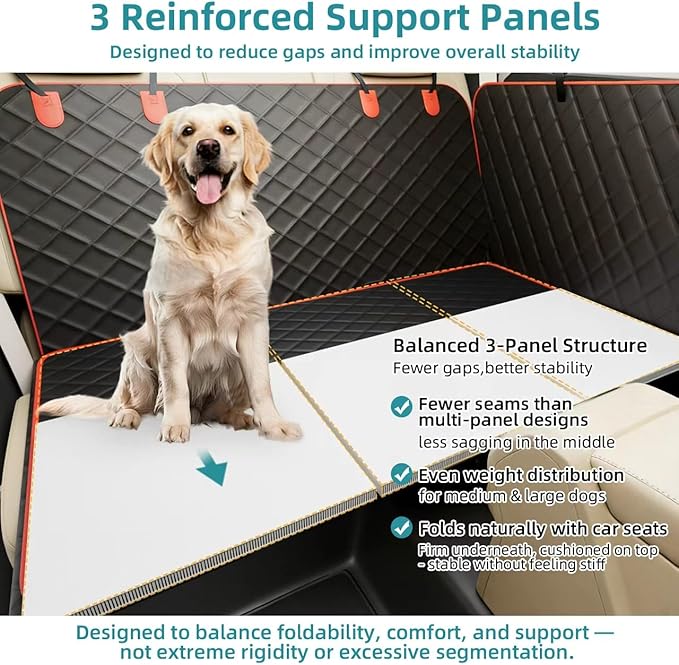 Waterproof Dog Car Seat Cover for Back Seat – Heavy Duty Back Seat Extender for Dogs with Hard Bottom, 7-Layer Protection, Non-Slip & Scratchproof, Easy to Install (Red)