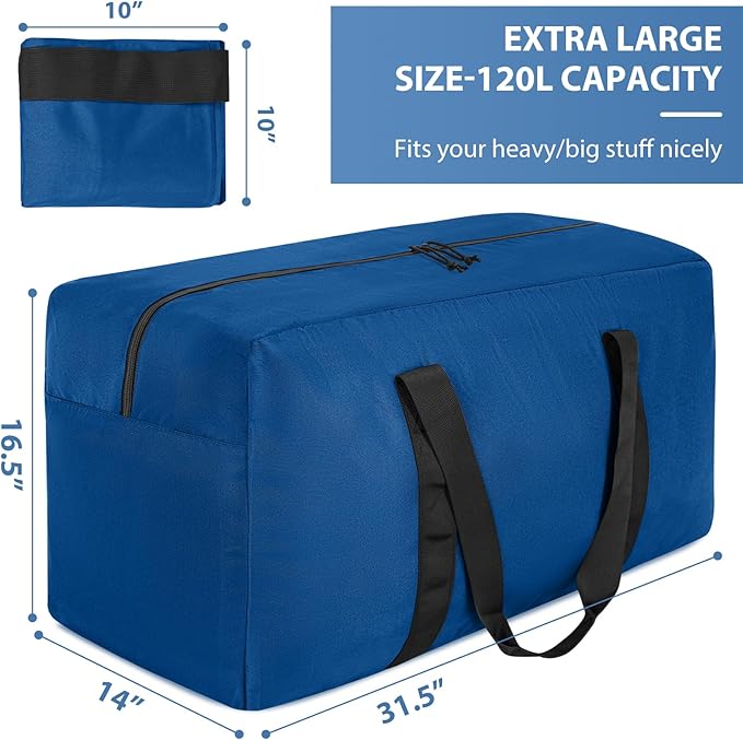 Extra Large Travel Duffle Bag, 120L Gear Bag for Men and Women, Storage Bag Ideal for Overnight Camping and Weekend Getaways