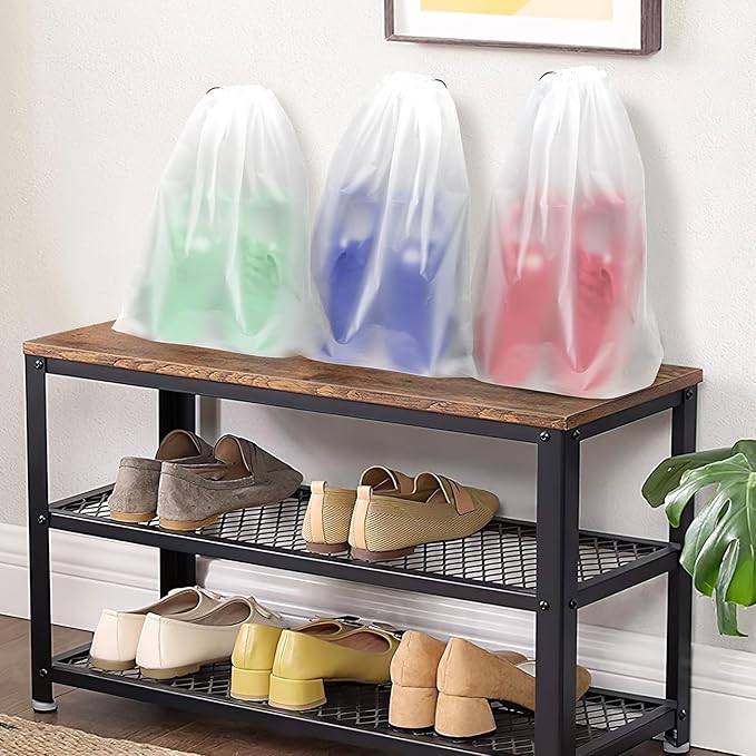 100 Pack Shoe Bags for Travel, 15.7" x 11.8" Large Clear Travel Shoe Bag Vacation Essentials Cruise Essentials Portable Drawstring Packing for Men & Women