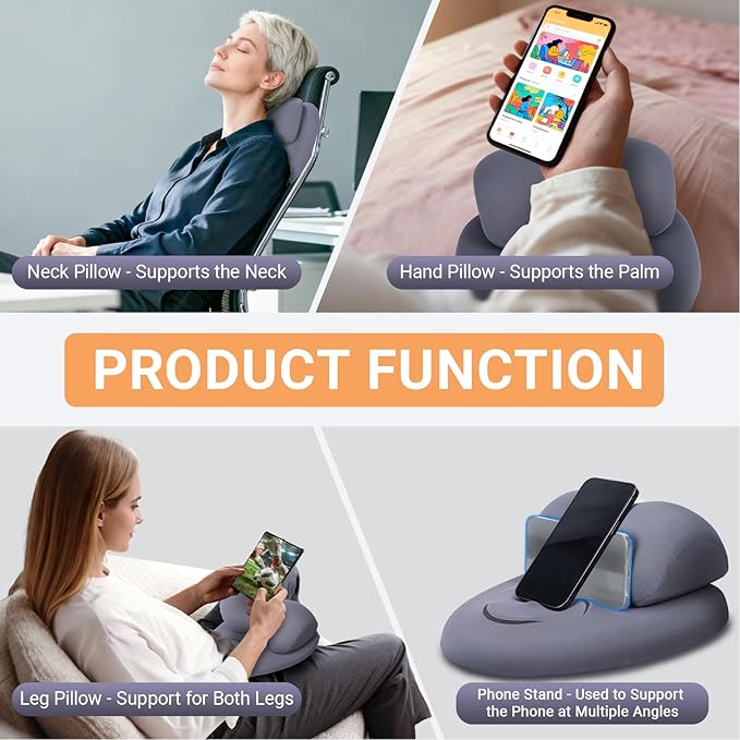 Momykids Neck & Hand Pillow | Soft Phone Holder for Bed, Arm Pillow for Side Sleeping While Using Phone, Neck and Arm Support