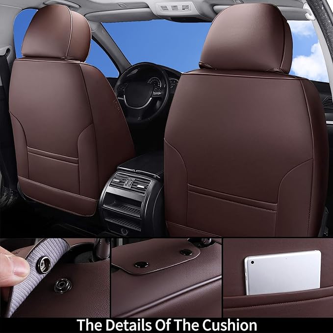 Coverado Seat Covers, Car Seat Covers Front Seats, Car Seat Cover, Car Seat Protector Waterproof, Car Seat Cushion Nappa Leather, Brwon Seat Covers Carseat Cover Universal Fit for Most Cars