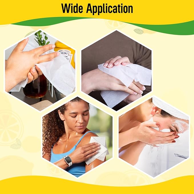 Hand Pop Lemon Wipes Bulk Pack – 120 Individually Wrapped Refreshing Wet Towelettes (12 Boxes of 10) – Alcohol-Free, Skin-Friendly, Travel Size Wipes for Home, Office, Events & Gifting