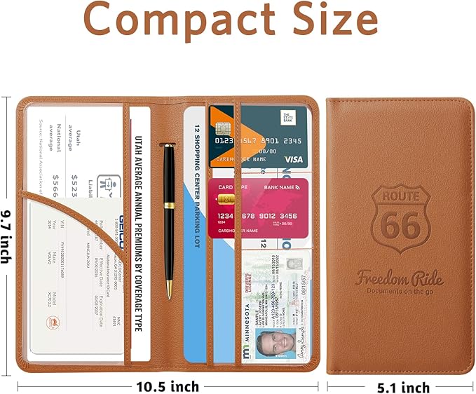 CoBak Car Registration and Insurance Holder - Vehicle Glove Box Car Organizer,Auto Truck Comparment Accessories Case with Magnetic Closure for Driver License,Cards