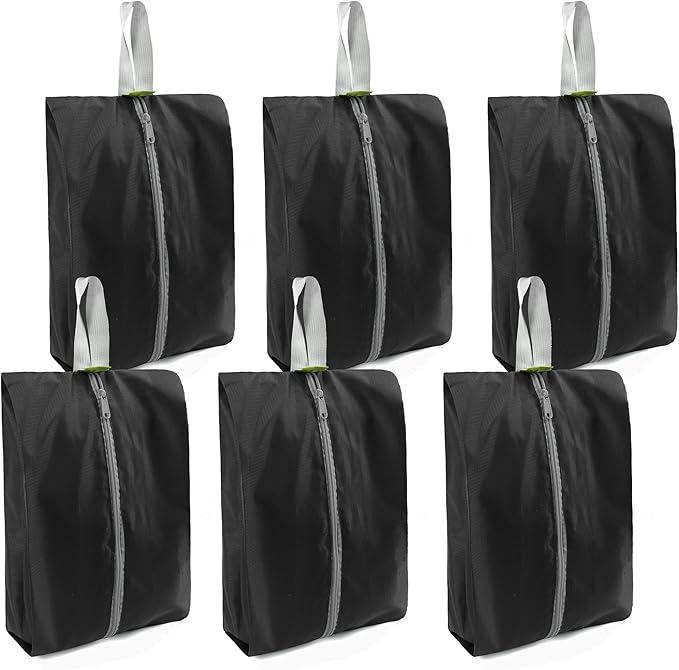 BeeGreen Black Shoe Organizer Set - 6 Pack Shoe Bags For Travel with Zipper Closure and Handle,Stylish and Portable Nylon Shoe Storage for Men and Women's Travel Gifts and Home Storage