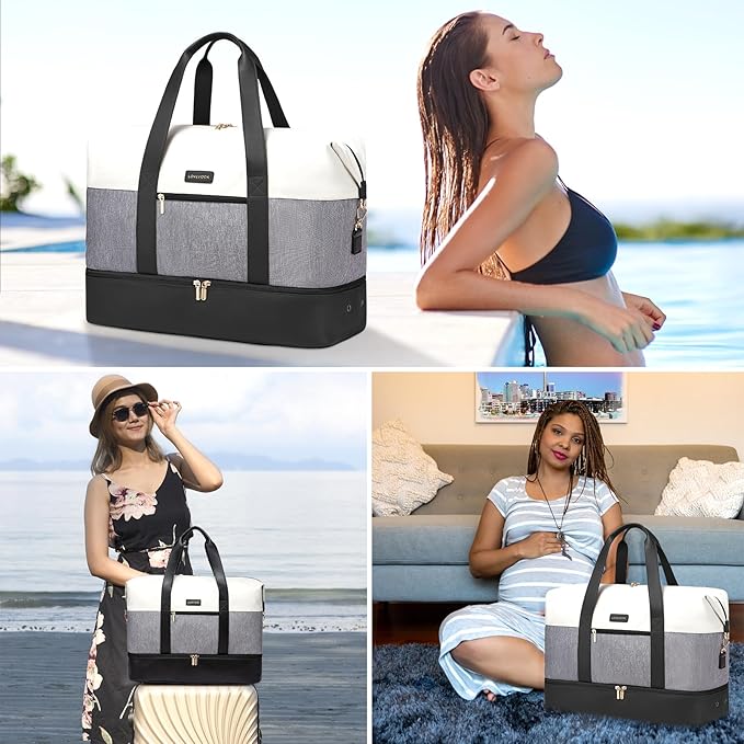 LOVEVOOK Weekender Bag, Large Travel Duffel Bag for Women with 2 Packing Cubes, Carry on Overnight Bag with Shoe Compartment, Mom Hospital Bags for Labor and Delivery