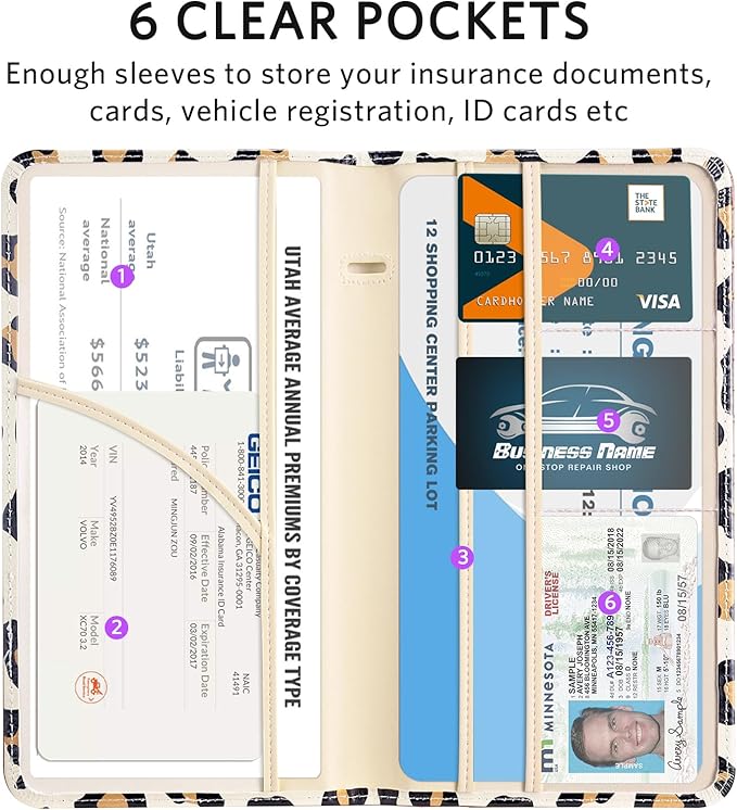 CoBak Car Registration and Insurance Holder - Vehicle Glove Box Car Organizer,Auto Truck Comparment Accessories Case with Magnetic Closure for Driver License,Cards