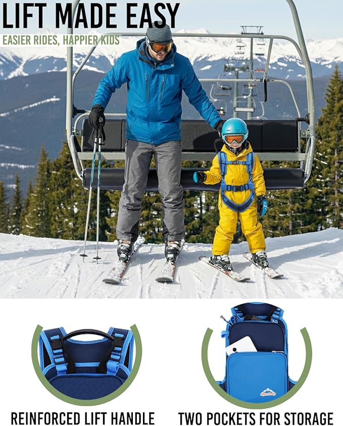 RYNQAVOA Ski Harness for Kids, Snowboard Harness Trainer, Ski Leash for Kid with Removable Seat & Reinforced Lift Handle