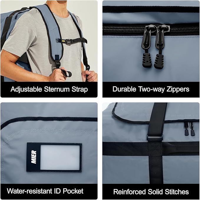 MIER Water Resistant Backpack Duffle Heavy Duty Convertible Duffle Bag with Backpack Straps for Gym, Sports, Travel
