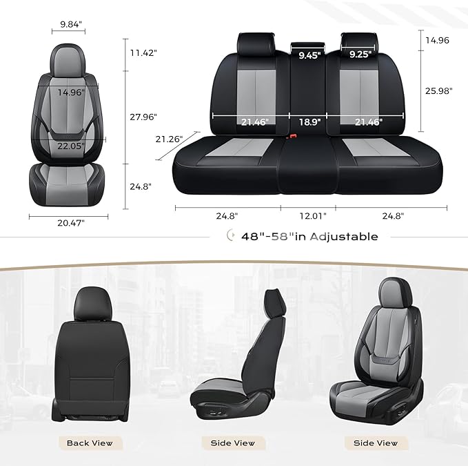 Coverado Car Seat Covers Full Set, Car Seat Protector Waterproof, Nappa Leather Car Seat Cushion, Seat Covers for Cars, Front Seats and Back Universal Fit for Most Cars