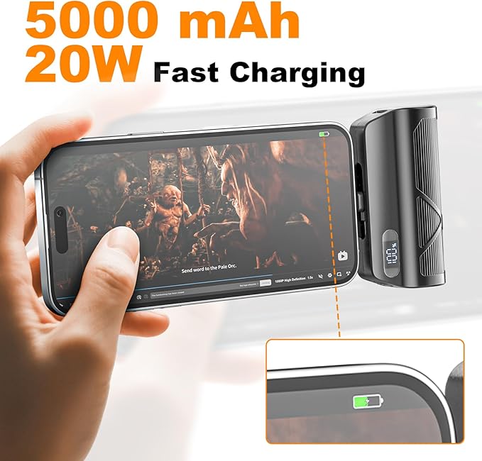 ZBF Mini Portable Charger Power Bank,5000mAh Cell Phone Portable Power PD 20W Fast Charging USB-C, LCD Display Battery Pack for iPhone 14/14 Pro Max/13/13 Pro/12 Pro/11/XS/XR/X/8/7/6 etc (Black)
