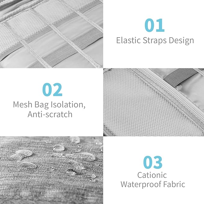 Electronics Organizer Travel Case,Electronic Accessories Storage Bag,Portable Waterproof Cable Organizer Bag,Travel Cord Organizer Bag for Small Charging Cord Storage,Cables,SD Card (Grey)