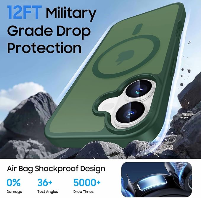 Ntwinro Magnetic for iPhone 17 Case (Compatible with MagSafe) with Detachable Wallet & Card Holder for 3 Cards [RFID Blocking] Military Grade Protective Slim Phone Cover, Green