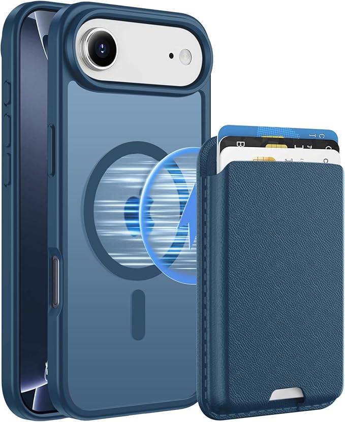 Ntwinro Magnetic for iPhone Air Case (Compatible with MagSafe) with Detachable Wallet & Card Holder for 3 Cards [RFID Blocking] Military Grade Protective Slim Phone Cover for 17 Air 2025, Deep Blue