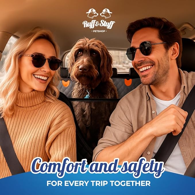 Ruff & Stuff Dog Car Seat Hard Bottom Cover for Back Seat Up to 170lbs | Waterproof Scratch-Resistant | Universal Fit for All Vehicles (Gray) (Gray)