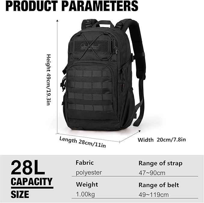 Mardingtop Military Tactical Backpack for Men 28L Molle Rucksack Assault Pack EDC Daypack for Hiking,Travel,Camping, Hunting