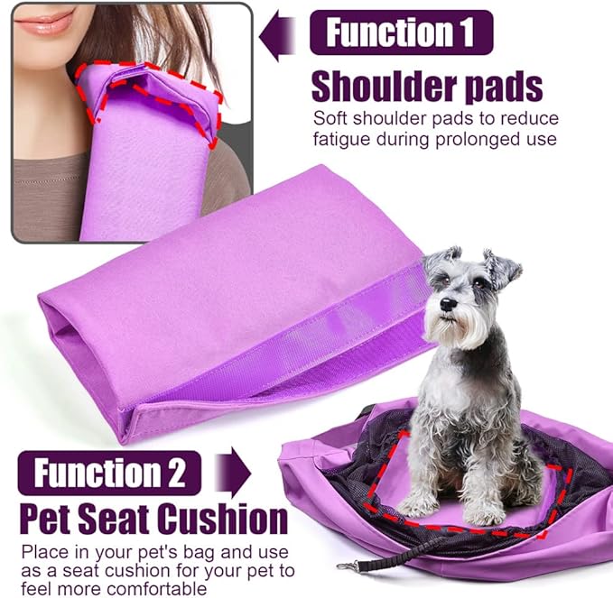 AOFOOK Dog Cat Sling Carrier Adjustable Padded Shoulder Strap with Large Zipper Pocket & Mesh Pocket for Outdoor Travel