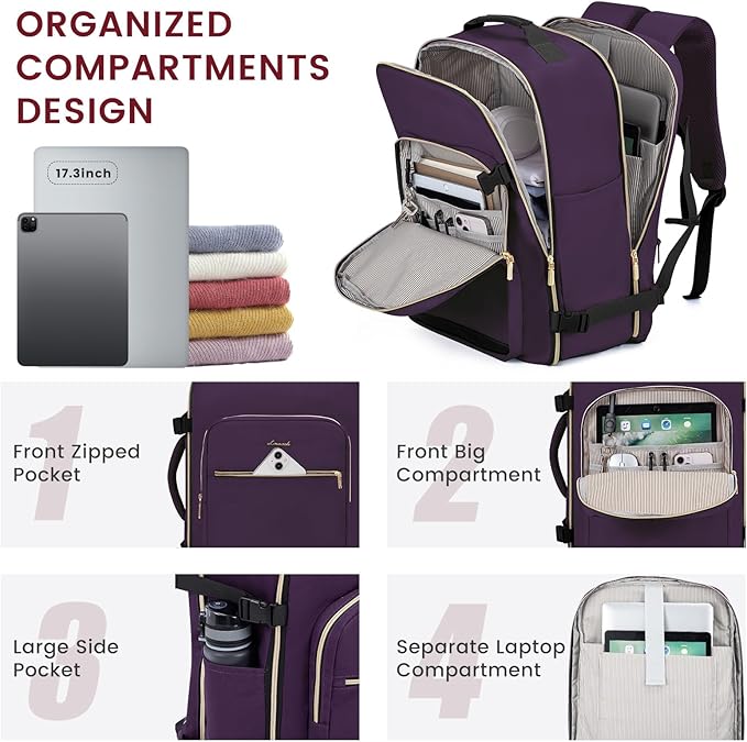 LOVEVOOK 50L Large Travel Backpack for Women Men Fits 17 Inch Laptop, Carry on Backpack for Traveling on Airplane, Personal Item Bag Airline Approved, Business Causal Weekender Backpacks