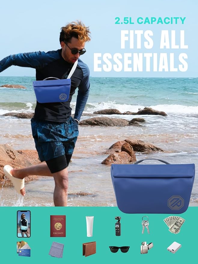 niphean IPX7 Waterproof Fanny Pack with Magnetic One-Hand Closure, Durable Waterproof Dry Bag Kayaking Accessories, Paddle Board, Beach Cruise Essentials, 2.5L Phone Pouch Dry Bags for Men & Women
