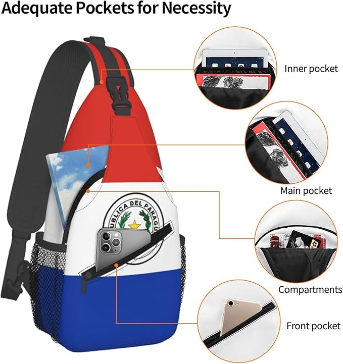 GJXFLSY Paraguay Flag Sling Backpack Crossbody Bag Casual Chest Bags Travel Hiking Daypack Shoulder Bag for Women Men
