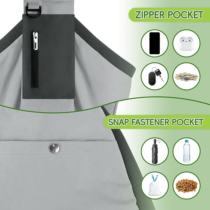 Bartuke Dog Carrier Sling, Hands Free Pet Sling Carriers for Small Dogs and Cats, Thick Padded Shoulder Strap Adjustable Dog Carriers with Storage Pocket, Water-Resistant Puppy Carrier Purse, Grey