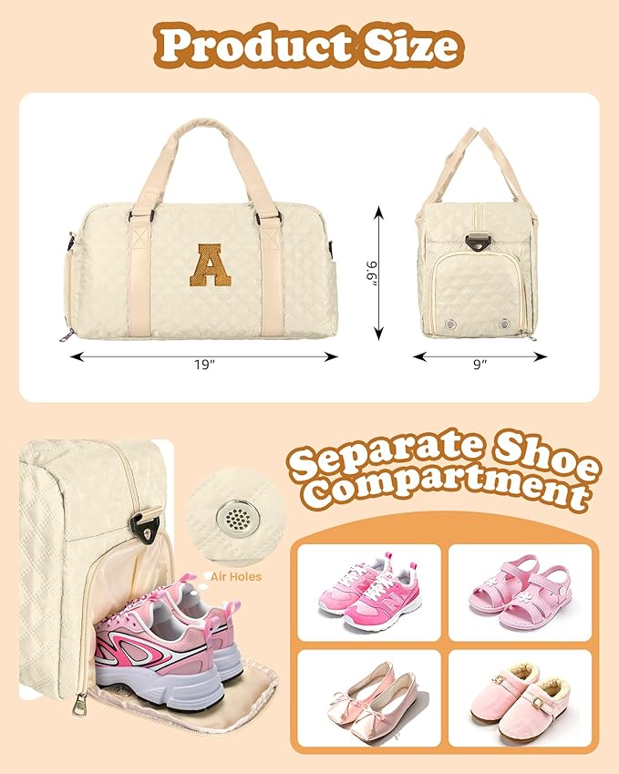 Elilier Birthday Gifts for Women Girls Duffle Bag: Letter Carry on bags, Dance Cheer bag Sports for Girl, Kid Gymnastics Bags, Birthday Gifts for Women Girl Kids Teens Mom