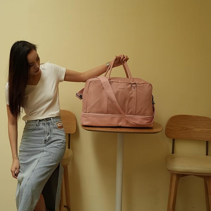 Baosha Vegan Leather Large Travel Duffel Tote Bag Carry On Weekender Overnight Bag With Shoe Compartment HB-38