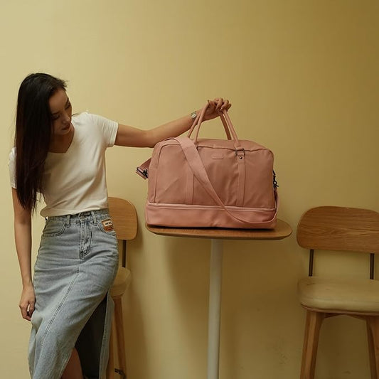 Baosha Vegan Leather Large Travel Duffel Tote Bag Carry On Weekender Overnight Bag With Shoe Compartment HB-38