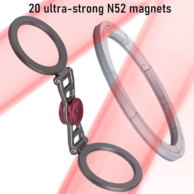 Magnetic Phone Stand & Fidget Spinner Combo– Hands-Free Holder for iPhone 12-17/MagSafe Cases – Dual Magnetic Rings, Strong Adhesion, Stress Relief Accessory for Home/Office/Travel/Gym