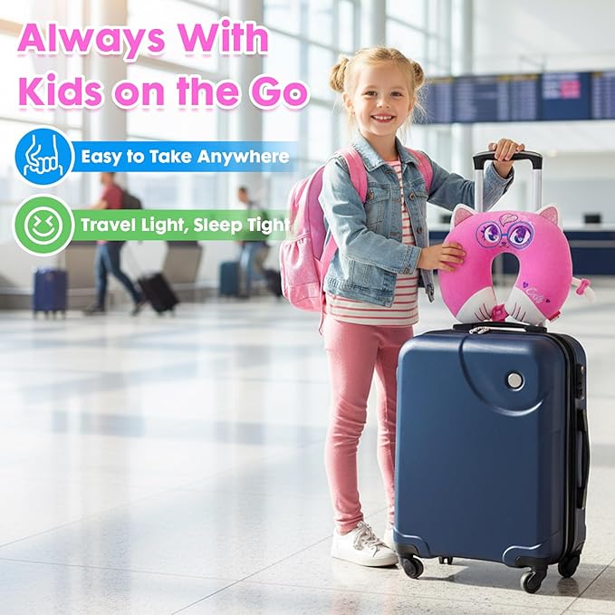 Travel Neck Pillow for Kids Adult Cute Soft Plush Memory Foam Airplane Neck Pillow for Traveling Animal Flight Pillow Head Rest Neck Support for Cars Long Flights