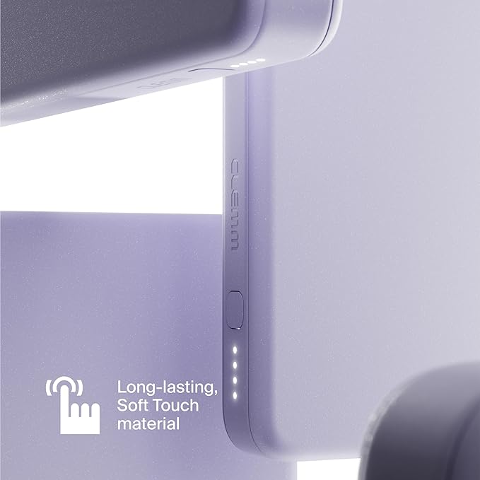 Clemm Portable Charger 10,000mAh Dual Port (USB-A, USB-C) (Lavender)