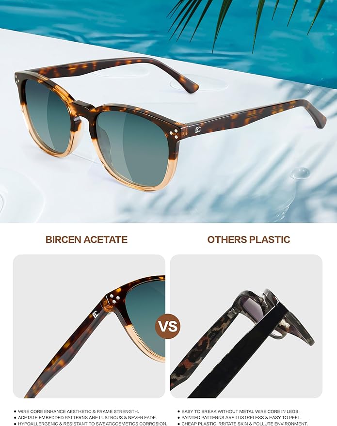 Polarized Sunglasses For Women UV - Protection Womens Trendy Fashion Large Shades With Acetate Frame BC2110