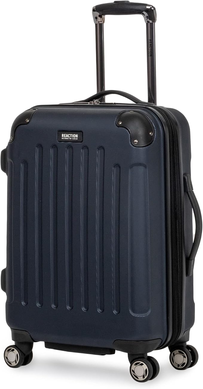 Kenneth Cole REACTION Renegade Luggage Expandable 8-Wheel Spinner Lightweight Hardside Suitcase, Navy Blue, 20-Inch Carry On