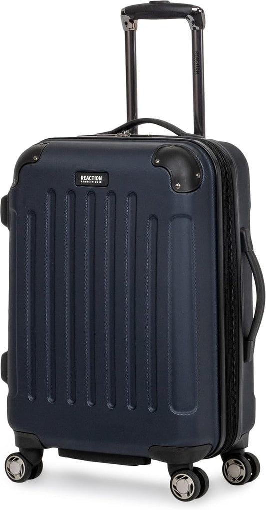 Kenneth Cole REACTION Renegade Luggage Expandable 8-Wheel Spinner Lightweight Hardside Suitcase, Navy Blue, 20-Inch Carry On