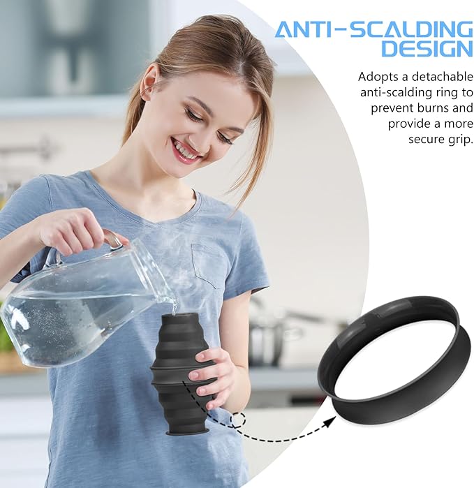 Nefeeko Collapsible Water Bottle,17oz(500ml) Reuseable BPA Free Silicone Foldable Water Bottles for Travel Gym Camping Hiking, Portable Leak Proof Sports Water Bottle with Carabiner