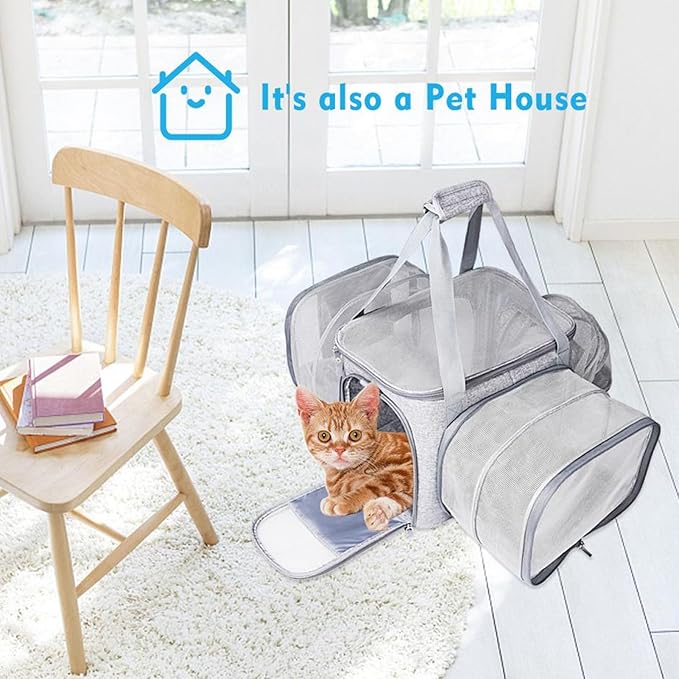 Foldable Carrier, Large Space Travel Carrier for Dogs Cats, Breathable Stretchable with Straps and Leakproof Pads, Portable Carrier for Vet Visits Outdoor Adventures