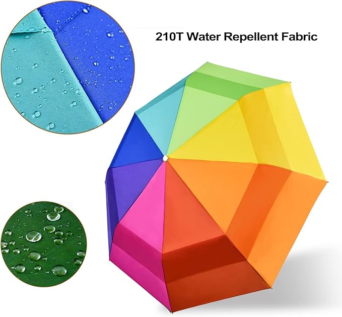 Lejorain Large Folding Golf Umbrella - Compact Mens Umbrellas Travel Rain and Windproof 54inch Collapsible Automatic Open Close Umbrella 210T Teflon Vented Double Canopy