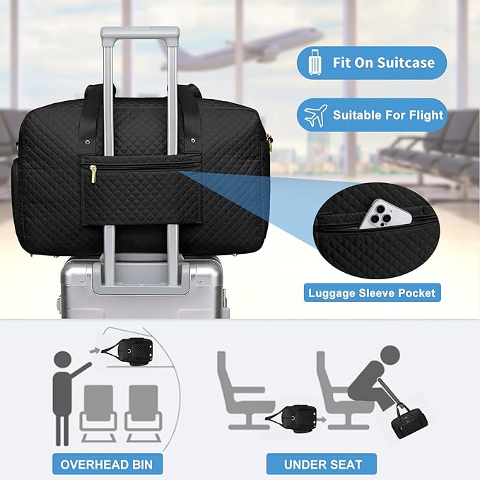 Large Weekender Travel Duffle Bag - With Shoe Compartment Weekender Bags for Womens Carry on Overnight Bag with Toiletry Bag Gym Duffel Bags with Wet Pocket Hospital Bags for Women Labor and Delivery