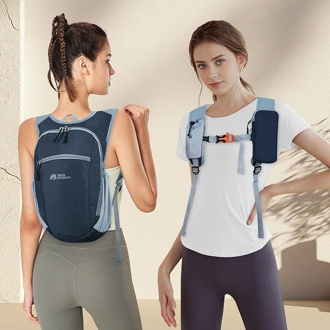 HIGH EXPERIENCE Hiking Backpack 10L/15L Small Daypack Lightweight Packable Travel Foldable Water Resistan for Women Men (Gray, 15L)