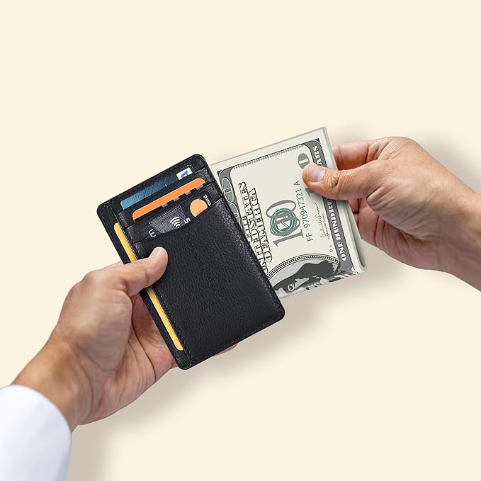 Oak Leathers Leather Slim Minimalist Wallet for Men & Women RFID Front Pocket Leather Card Holder Wallets