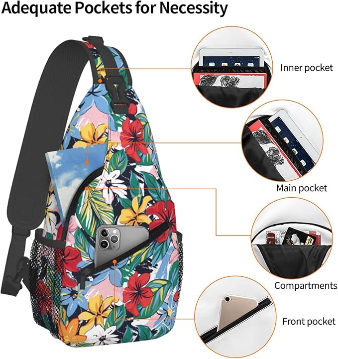 Hawaii Tropical Palm Sling Backpack Crossbody Bag Casual Chest Bags Travel Hiking Daypack Shoulder Bag for Women Men