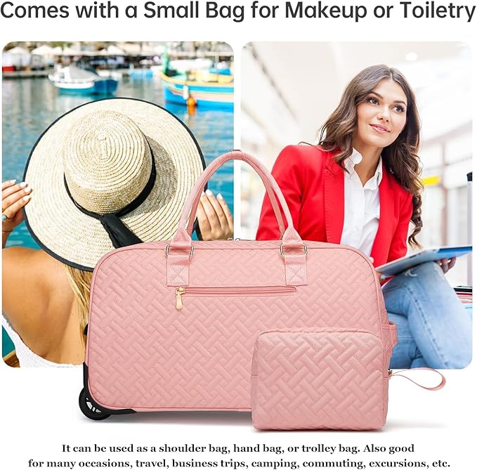 Duffle Bag for Travel, Weekender Bag with Shoe Compartment, Carry On Overnight Bag for Women with Toiletry Bag, Gym Bag with Wet Pocket, Hospital Bags for Labor and Delivery Beige