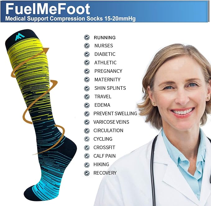 FuelMeFoot 3 Pack Copper Compression Socks - Compression Socks Women & Men Circulation - Best for Medical,Running,Athletic