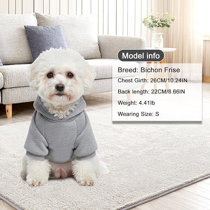 2 Pack Dog Hoodie Warm Hood Dog Sweater Cold Weather Small Dogs Sweatshirt Comfort Pet Clothes for Small Medium Dogs with Pockets Cats Chihuahua Clothes for Male Female Girl Boy Sporty Daily Wear