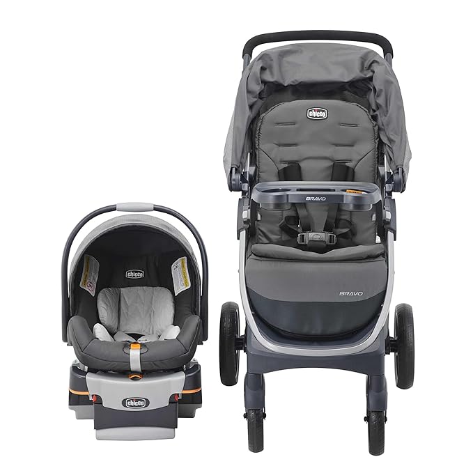 Chicco Bravo® 3-in-1 Trio Travel System, Bravo® Quick-Fold Stroller with KeyFit® 30 Infant Car Seat and Base, Car Seat and Stroller Combo