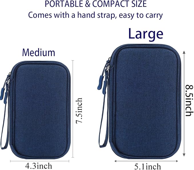 Electronic Organizer, Travel Cable Organizer Bag Pouch Electronic Accessories Carry Case Waterproof Electronic Bag for Cable, Cord, Charger, Phone, Power Bank, Earphone (Navy Blue, Medium)