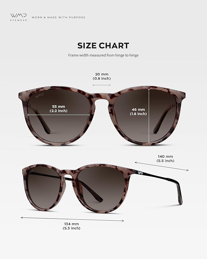WearMe Pro Round Polarized Sunglasses for Women - UV400 Protection, Lightweight Frame, Vintage Retro Style