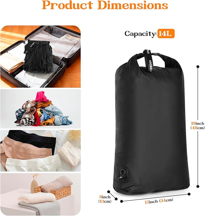 Travel Laundry Bag for Dirty Clothes, Waterproof Travel Compression Bags for Packing, Moisture-resistant Vacuum Storage Bag, Space-Saving Laundry Storage Organizer for Cruise, Swimming, Gym