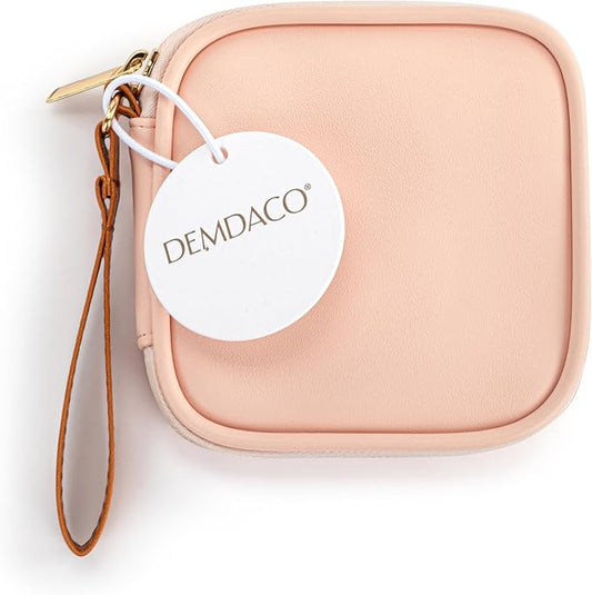 DEMDACO Electronic Accessories Tech Pouch Carry Case Travel Organizer for Cables Chargers and Headphones 4 x 4 Inch Coral Pink