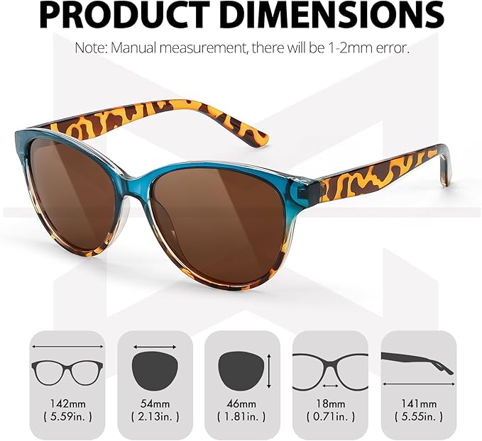 Myiaur Polarized Sunglasses for Women, Trendy Cat Eye Sun Glasses UV400 Protection Classic Retro Shade 2 Pack