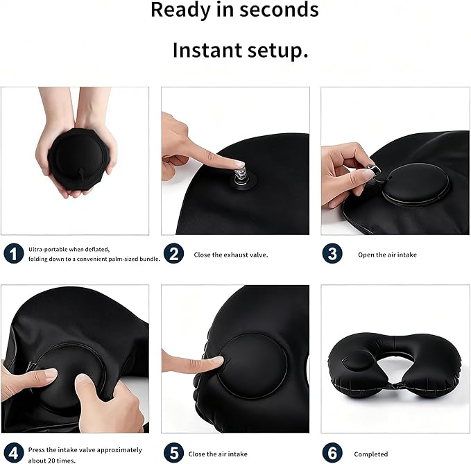 Portable Travel Sleep Comfort Set for Plane Sleep Kit at Plane Inflatable Travel Pillows Eye Mask Ear Plugs for Airplane Essentials for Seat Airplane Gadgets for Sleep Comfort (C)